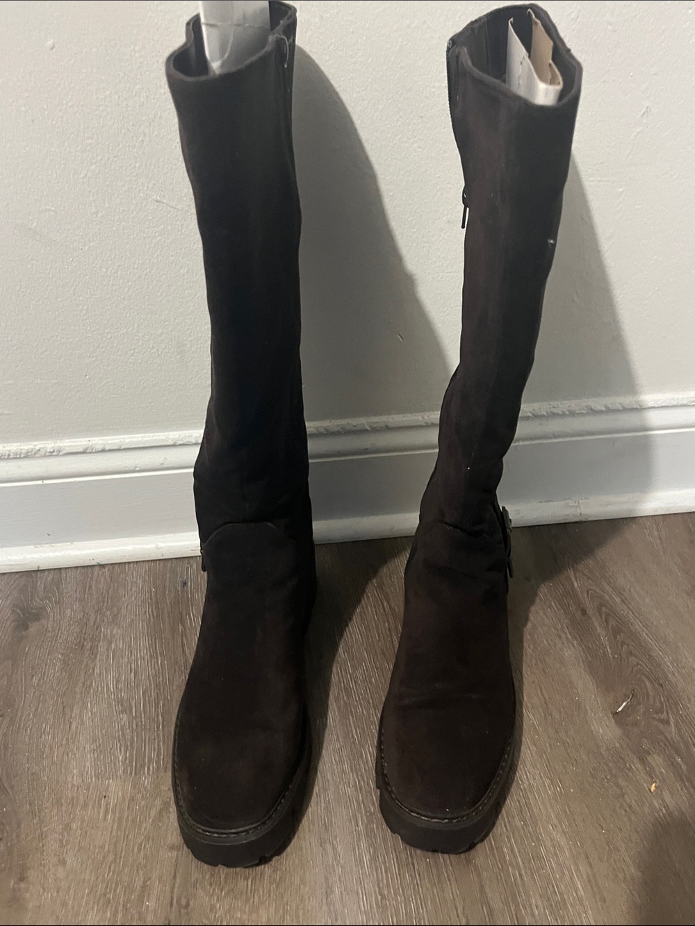 JustFab Over-the-Knee Suede Boots in Dark Brown